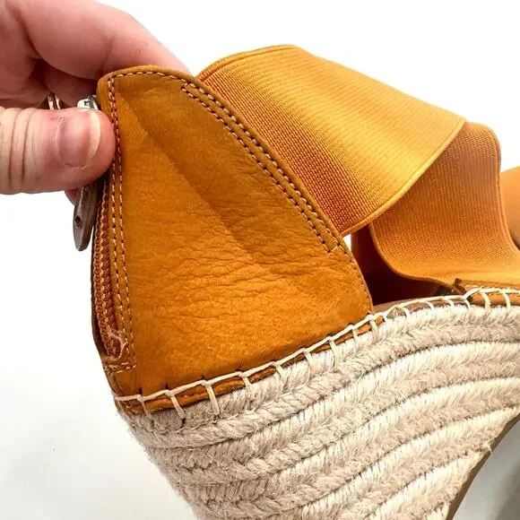 Gentle Souls Kenneth Cole Colleen X Elastic Leather Espadrille Wedge Sandals - Picture 10 of 11